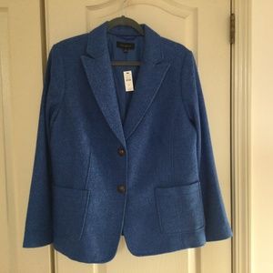 Talbots Shetland wool blend cornflower blue blazer sz 16 NWT